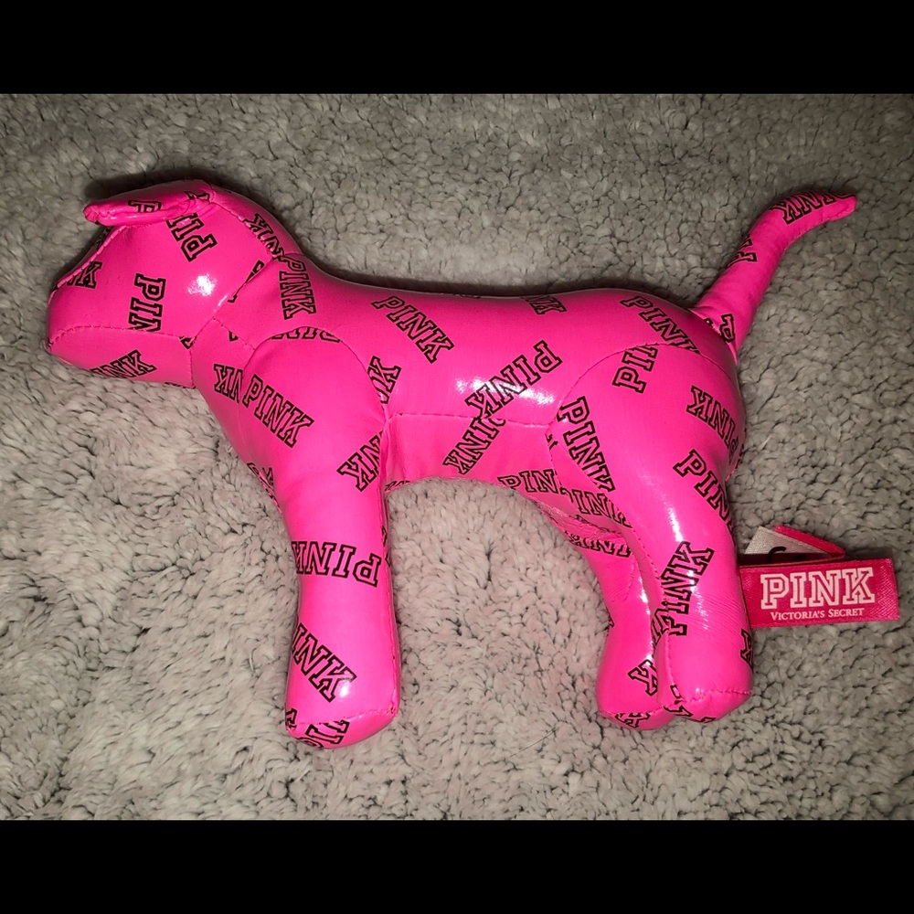 Victoria Secret PINK pink dog with black writing